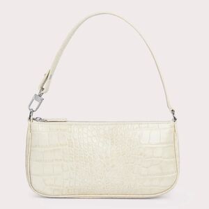 By Far Rachel Croc Embossed Leather Bag in Cream
